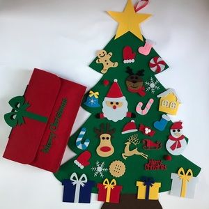 DIY Felt Christmas Tree for Kids with 29 Ornaments